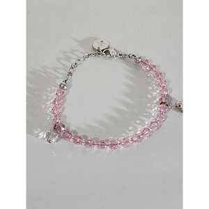 Swarovski x Hello Kitty Sanrio 2011 Pink Crystal Bracelet Cherry Teardrop Charms
